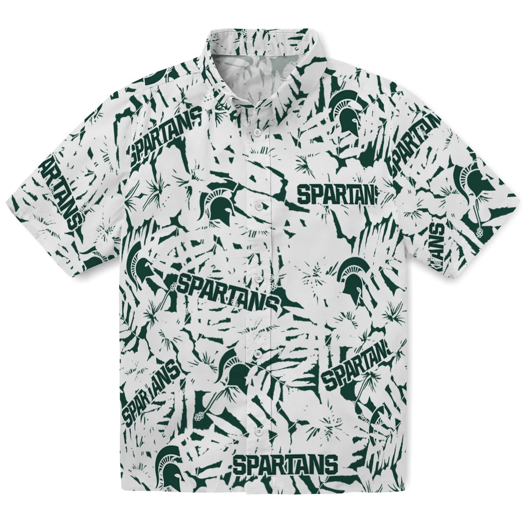 Michigan State Spartans Hawaiian Shirt - Hibiscus Overlay | Hula Hawaiian Shirts