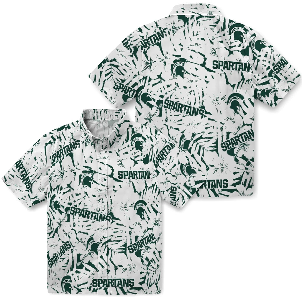 Michigan State Spartans Hawaiian Shirt - Hibiscus Overlay | Hula Hawaiian Shirts