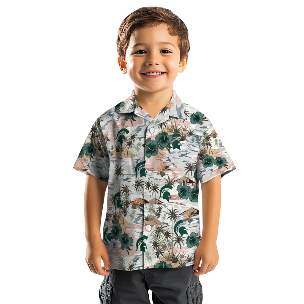 Michigan State Spartans Hawaiian Shirt - Hibiscus Seaside | Hula Hawaiian Shirts