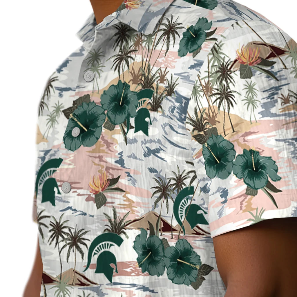 Michigan State Spartans Hawaiian Shirt - Hibiscus Seaside | Hula Hawaiian Shirts