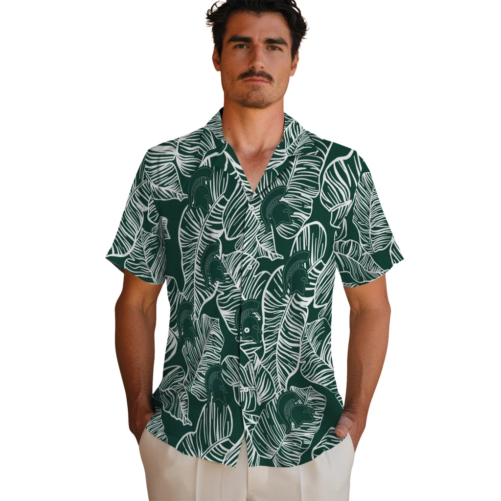 Michigan State Spartans Hawaiian Shirt - Leaf Outline | Hula Hawaiian Shirts