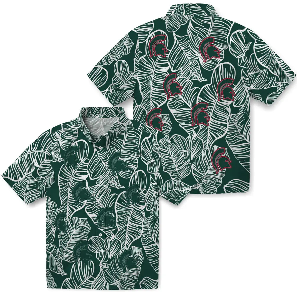 Michigan State Spartans Hawaiian Shirt - Leaf Outline | Hula Hawaiian Shirts