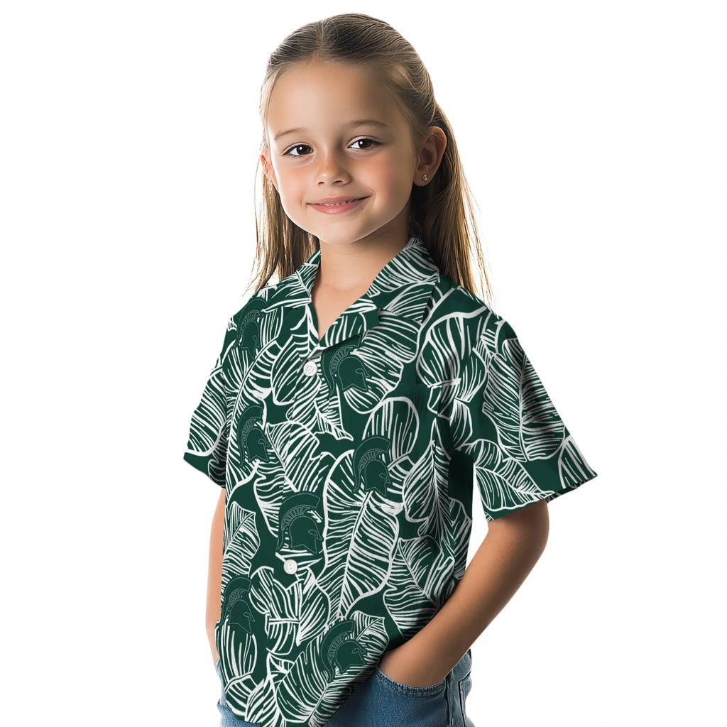 Michigan State Spartans Hawaiian Shirt - Leaf Outline | Hula Hawaiian Shirts