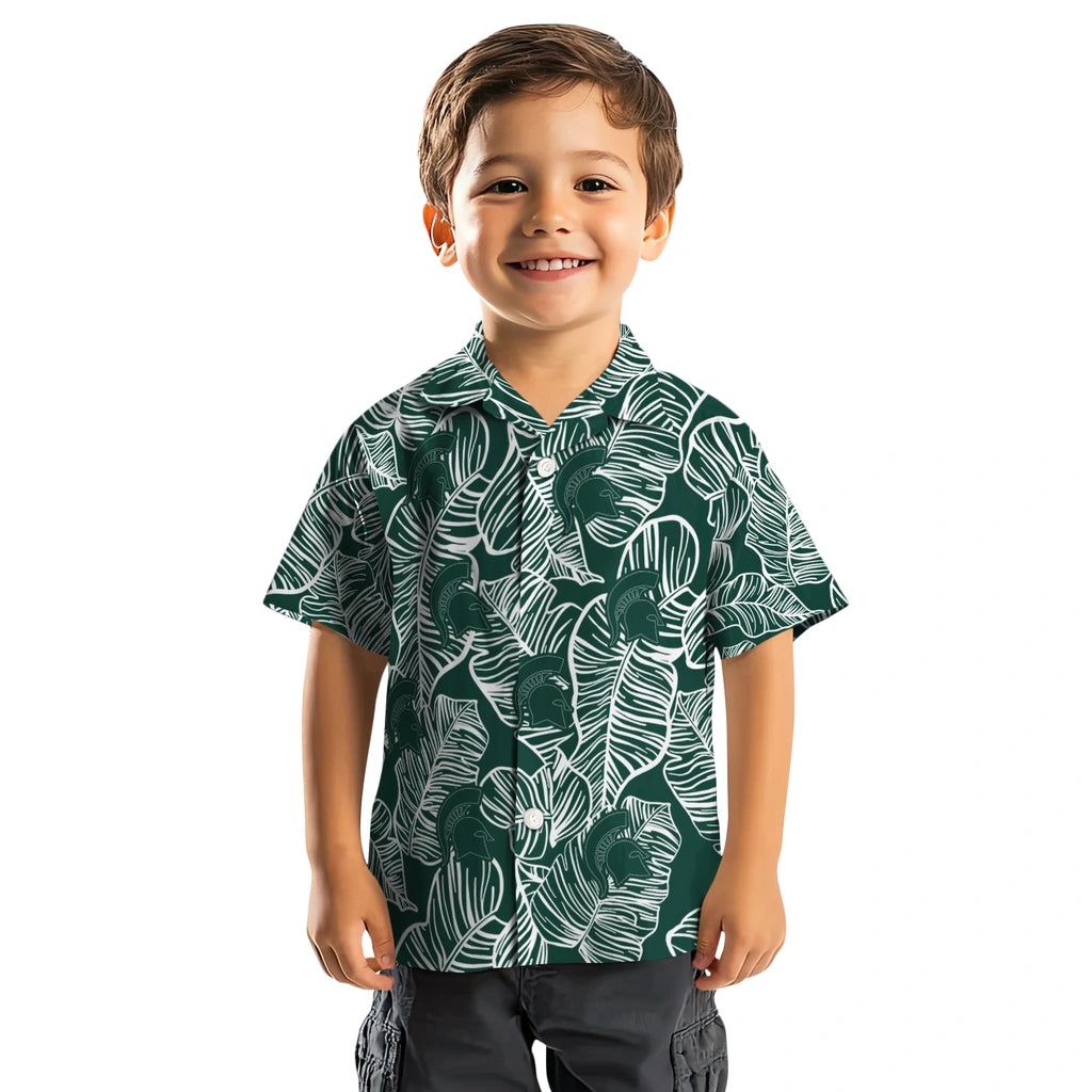 Michigan State Spartans Hawaiian Shirt - Leaf Outline | Hula Hawaiian Shirts