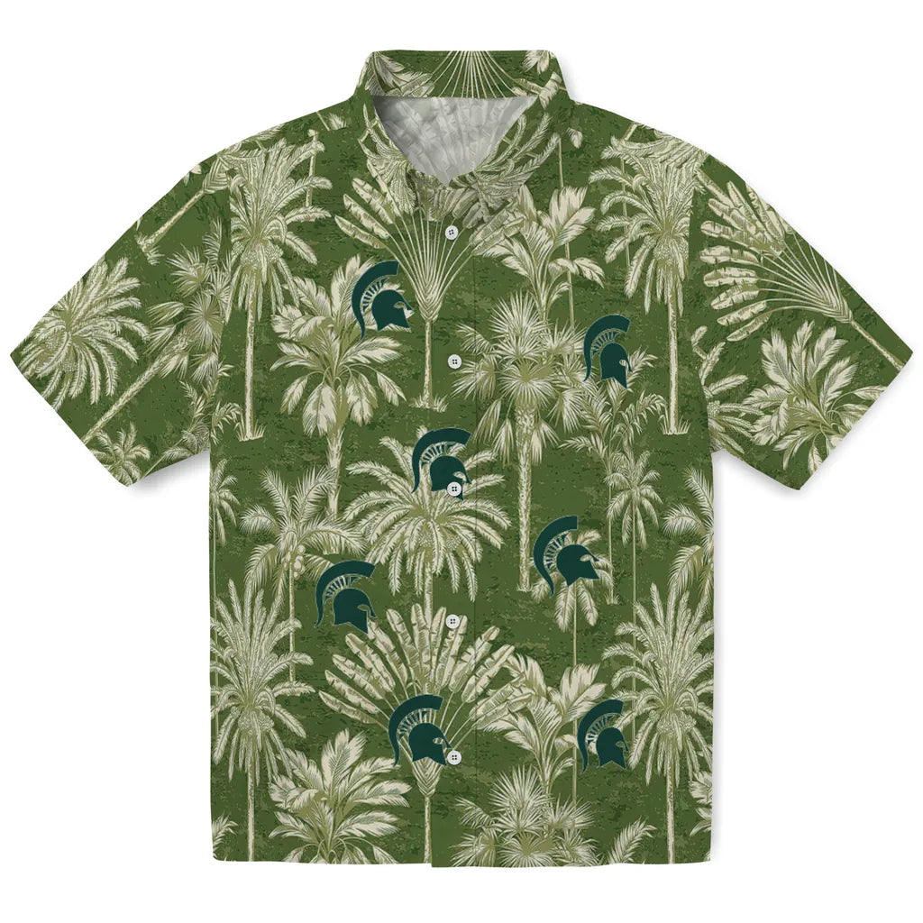 Michigan State Spartans Hawaiian Shirt - Vintage Palm Tree | Hula Hawaiian Shirts