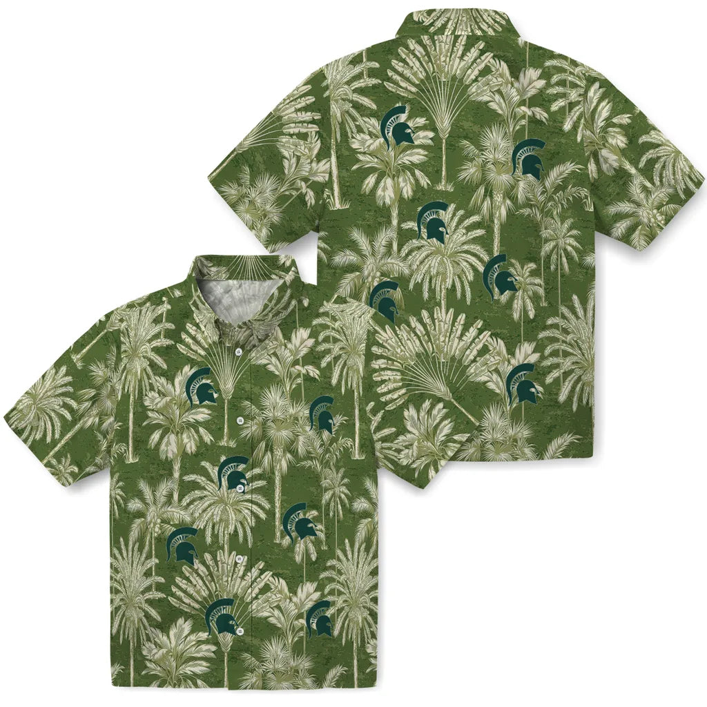 Michigan State Spartans Hawaiian Shirt - Vintage Palm Tree | Hula Hawaiian Shirts