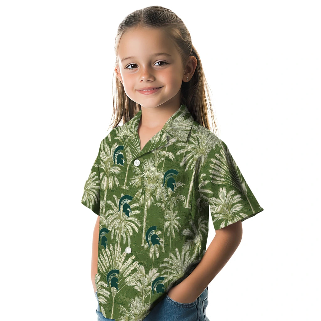 Michigan State Spartans Hawaiian Shirt - Vintage Palm Tree | Hula Hawaiian Shirts