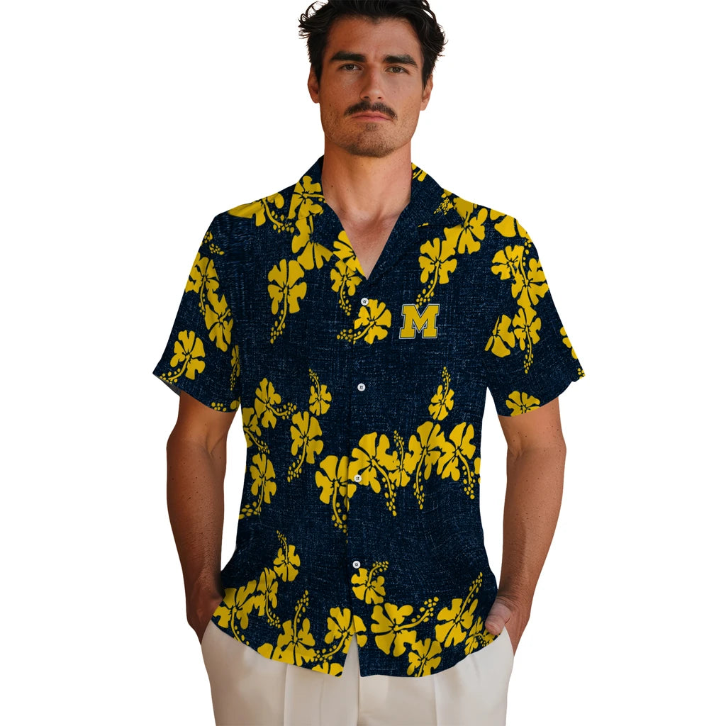 Michigan Wolverines Hawaiian Shirt - 50th State Flower | Hula Hawaiian Shirts