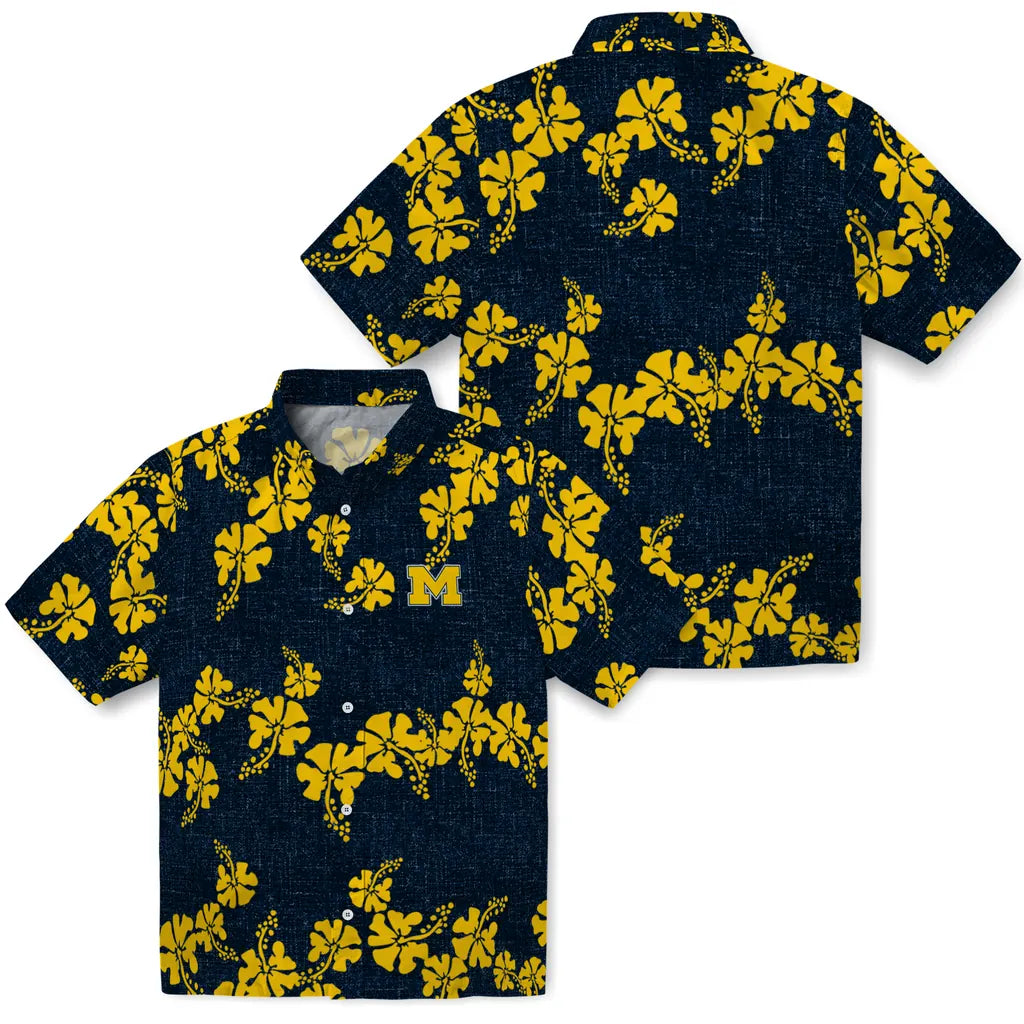 Michigan Wolverines Hawaiian Shirt - 50th State Flower | Hula Hawaiian Shirts