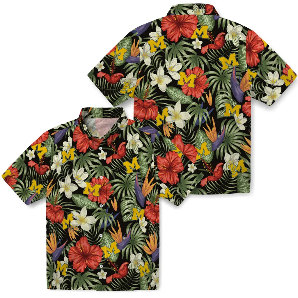 Michigan Wolverines Hawaiian Shirt - Hawaii Floral Hibiscus | Hula Hawaiian Shirts