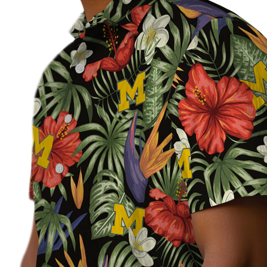 Michigan Wolverines Hawaiian Shirt - Hawaii Floral Hibiscus | Hula Hawaiian Shirts