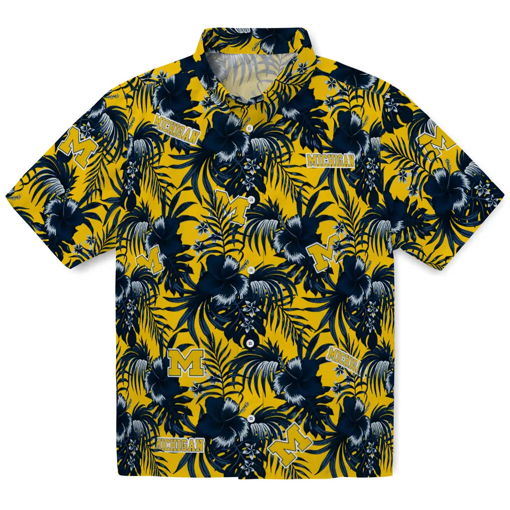 Michigan Wolverines Hawaiian Shirt - Hibiscus Exotic | Hula Hawaiian Shirts