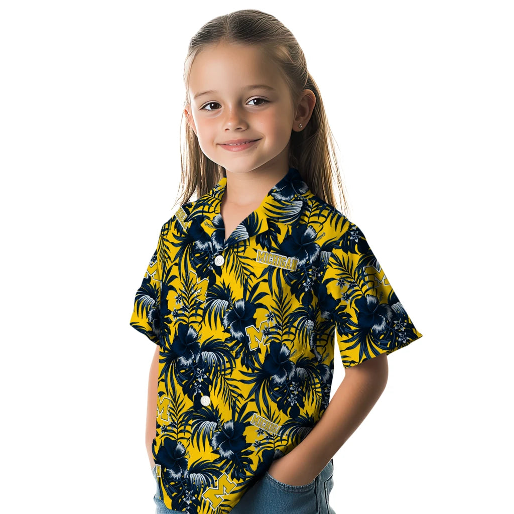 Michigan Wolverines Hawaiian Shirt - Hibiscus Exotic | Hula Hawaiian Shirts