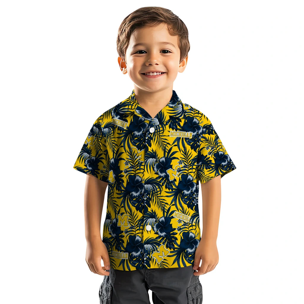 Michigan Wolverines Hawaiian Shirt - Hibiscus Exotic | Hula Hawaiian Shirts