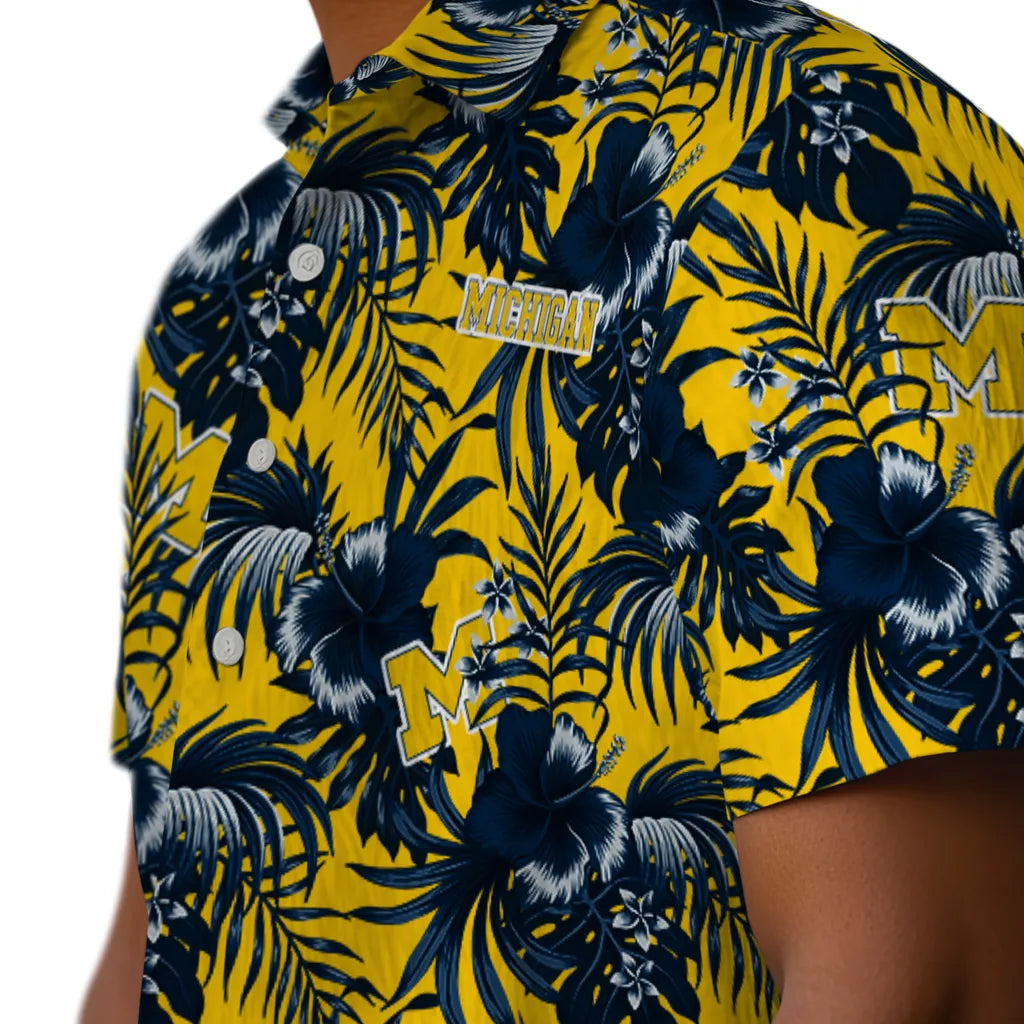 Michigan Wolverines Hawaiian Shirt - Hibiscus Exotic | Hula Hawaiian Shirts