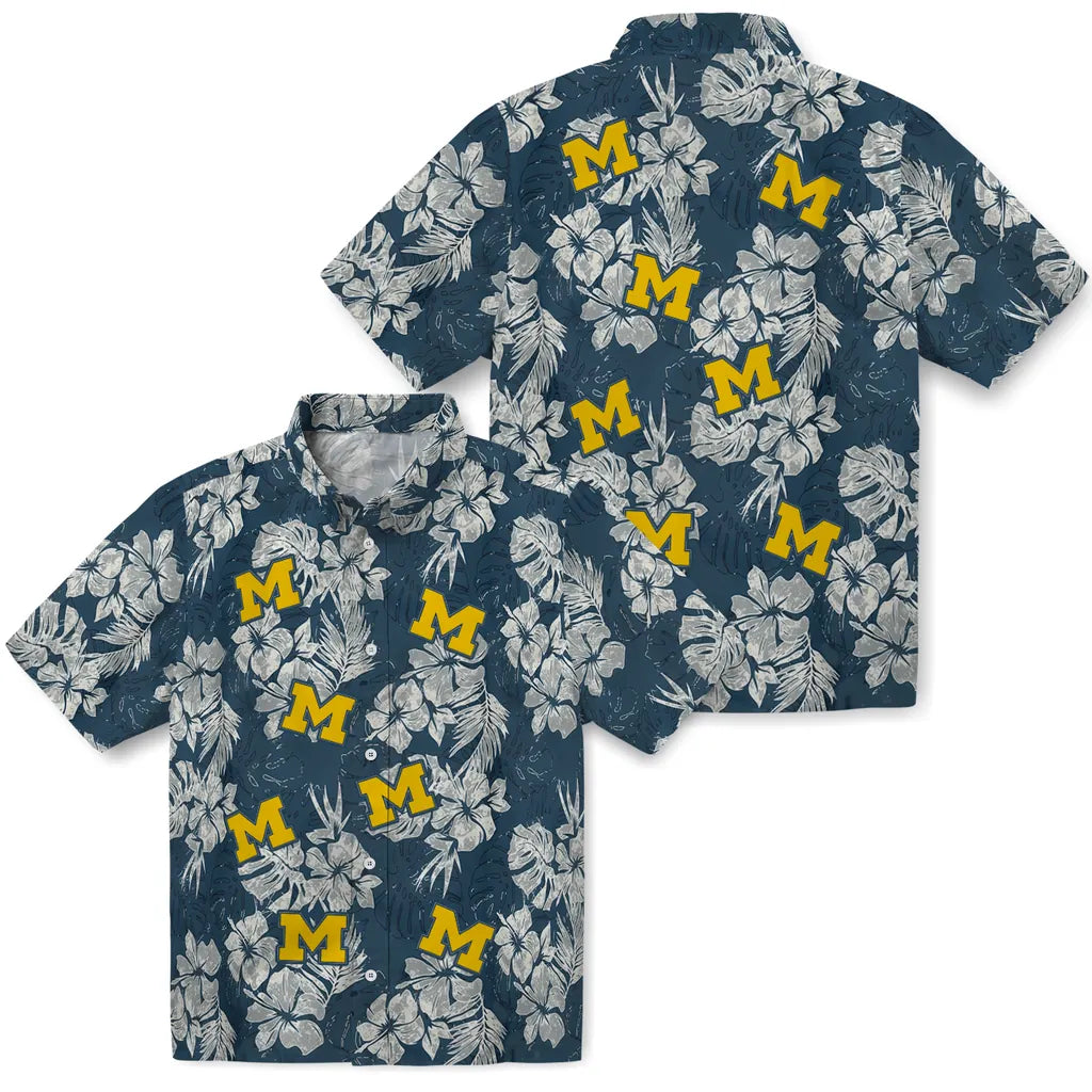 Michigan Wolverines Hawaiian Shirt - Hibiscus Flowers | Hula Hawaiian Shirts