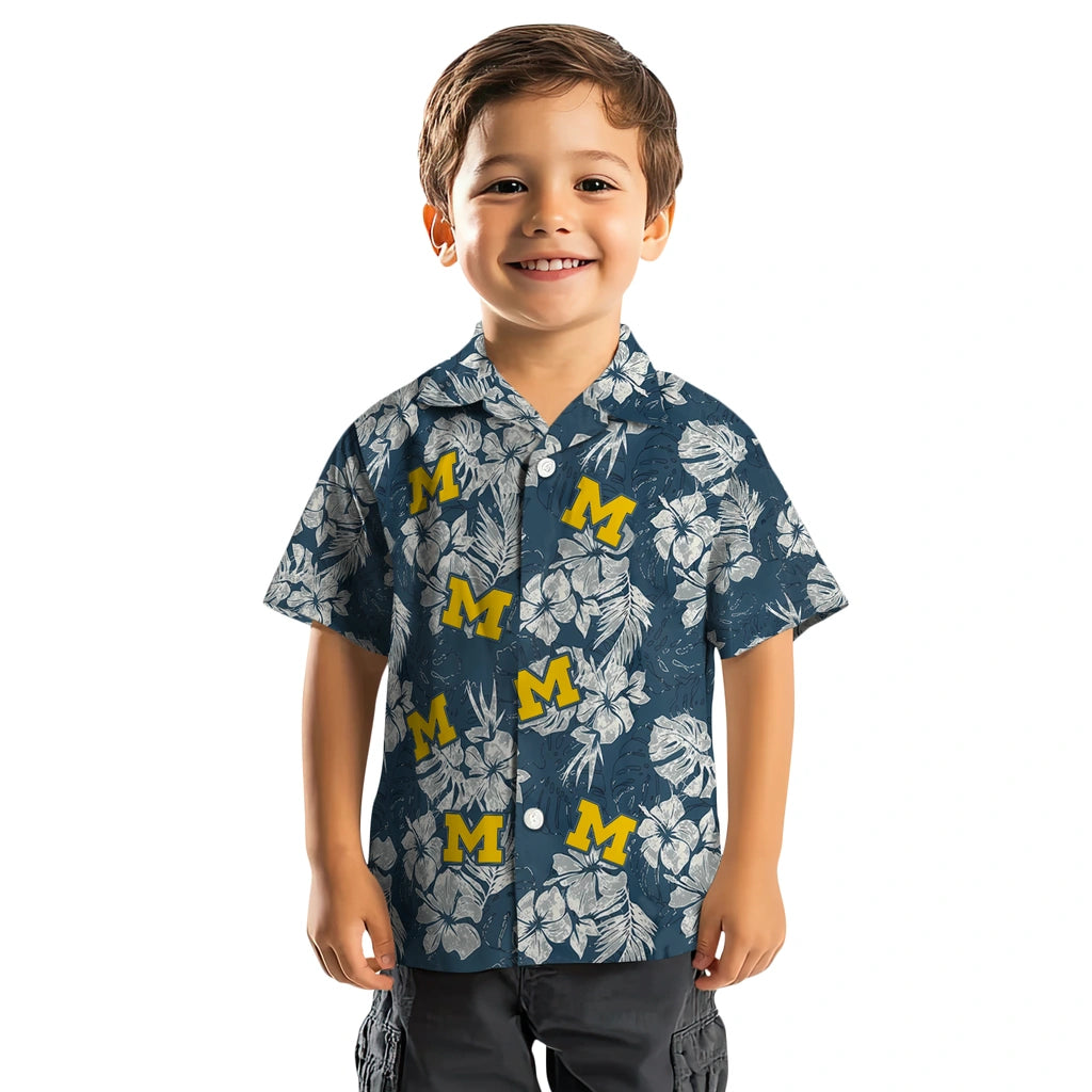 Michigan Wolverines Hawaiian Shirt - Hibiscus Flowers | Hula Hawaiian Shirts