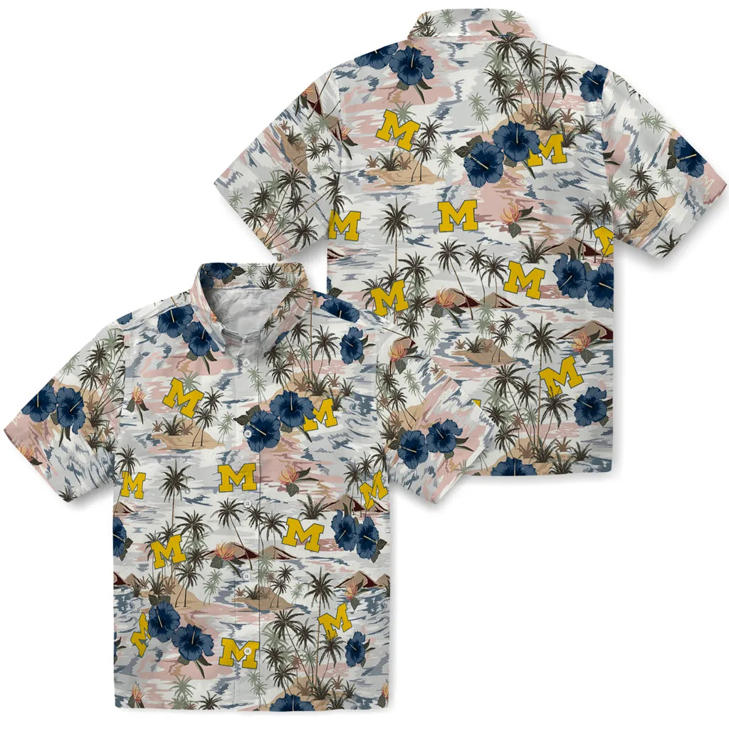 Michigan Wolverines Hawaiian Shirt - Hibiscus Seaside | Hula Hawaiian Shirts
