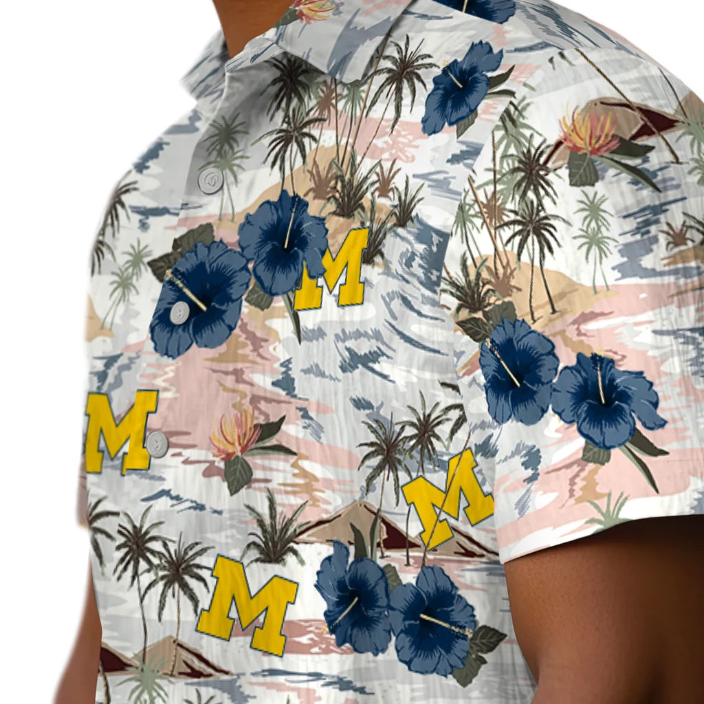 Michigan Wolverines Hawaiian Shirt - Hibiscus Seaside | Hula Hawaiian Shirts