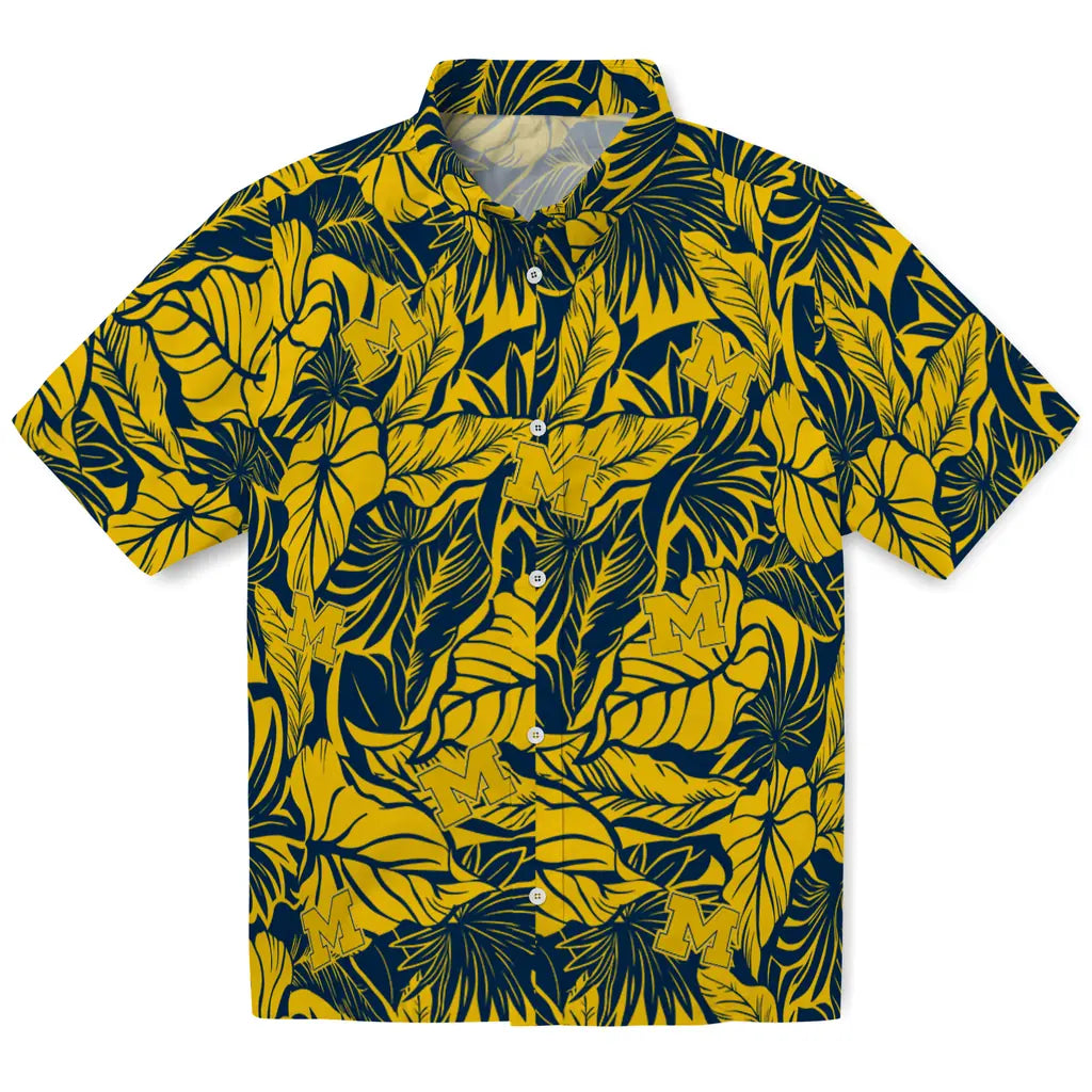 Michigan Wolverines Hawaiian Shirt - Monstera Layer | Hula Hawaiian Shirts