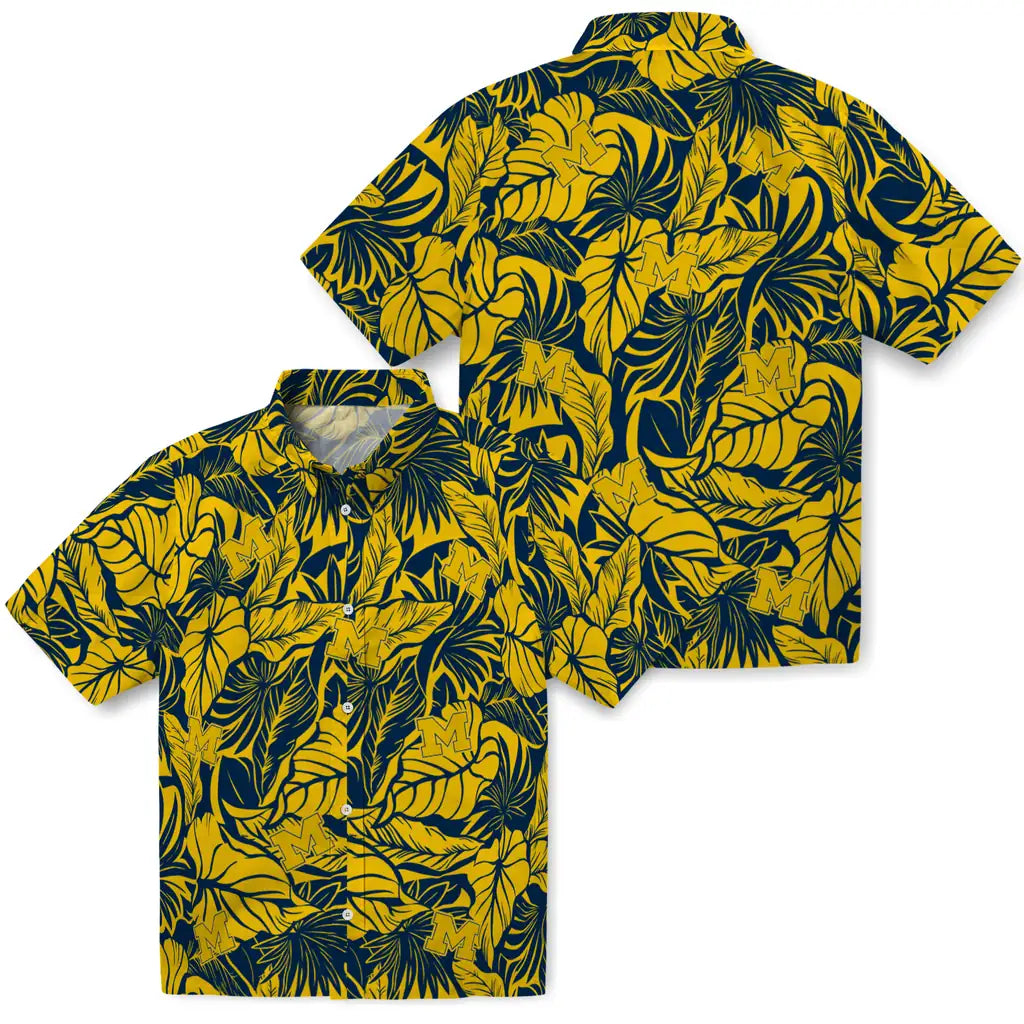 Michigan Wolverines Hawaiian Shirt - Monstera Layer | Hula Hawaiian Shirts
