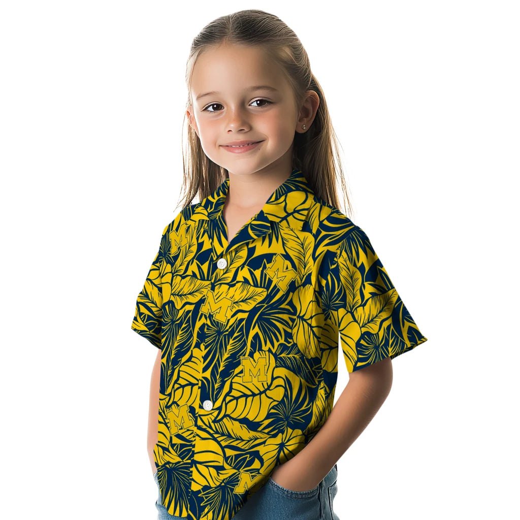 Michigan Wolverines Hawaiian Shirt - Monstera Layer | Hula Hawaiian Shirts
