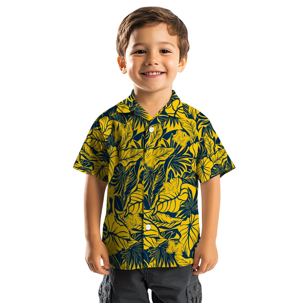 Michigan Wolverines Hawaiian Shirt - Monstera Layer | Hula Hawaiian Shirts