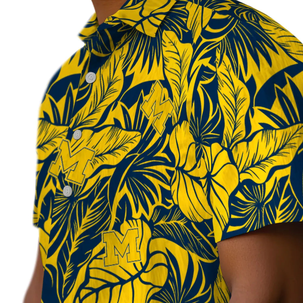 Michigan Wolverines Hawaiian Shirt - Monstera Layer | Hula Hawaiian Shirts