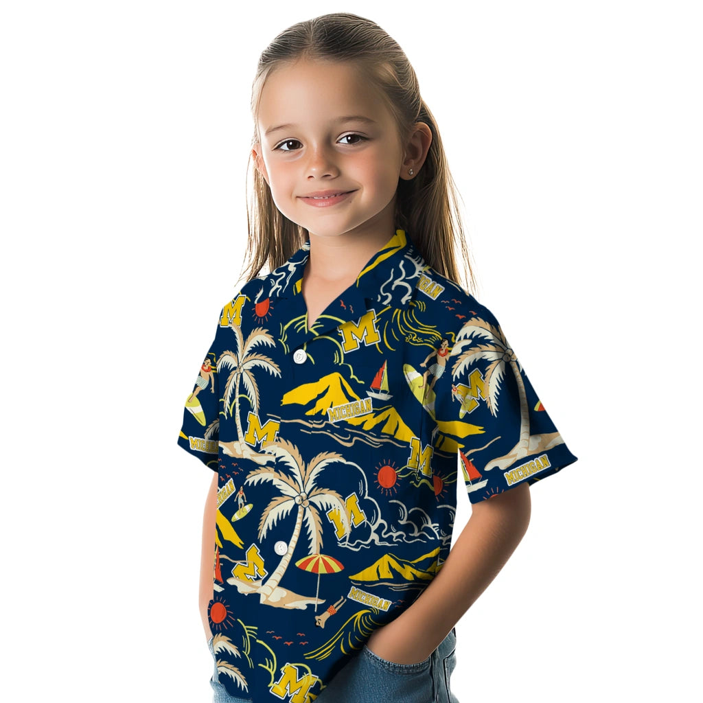 Michigan Wolverines Hawaiian Shirt - Palm Tree Island | Hula Hawaiian Shirts