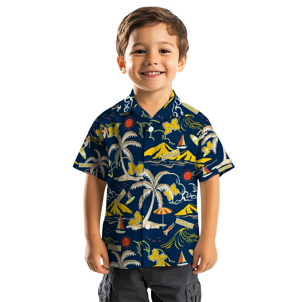 Michigan Wolverines Hawaiian Shirt - Palm Tree Island | Hula Hawaiian Shirts