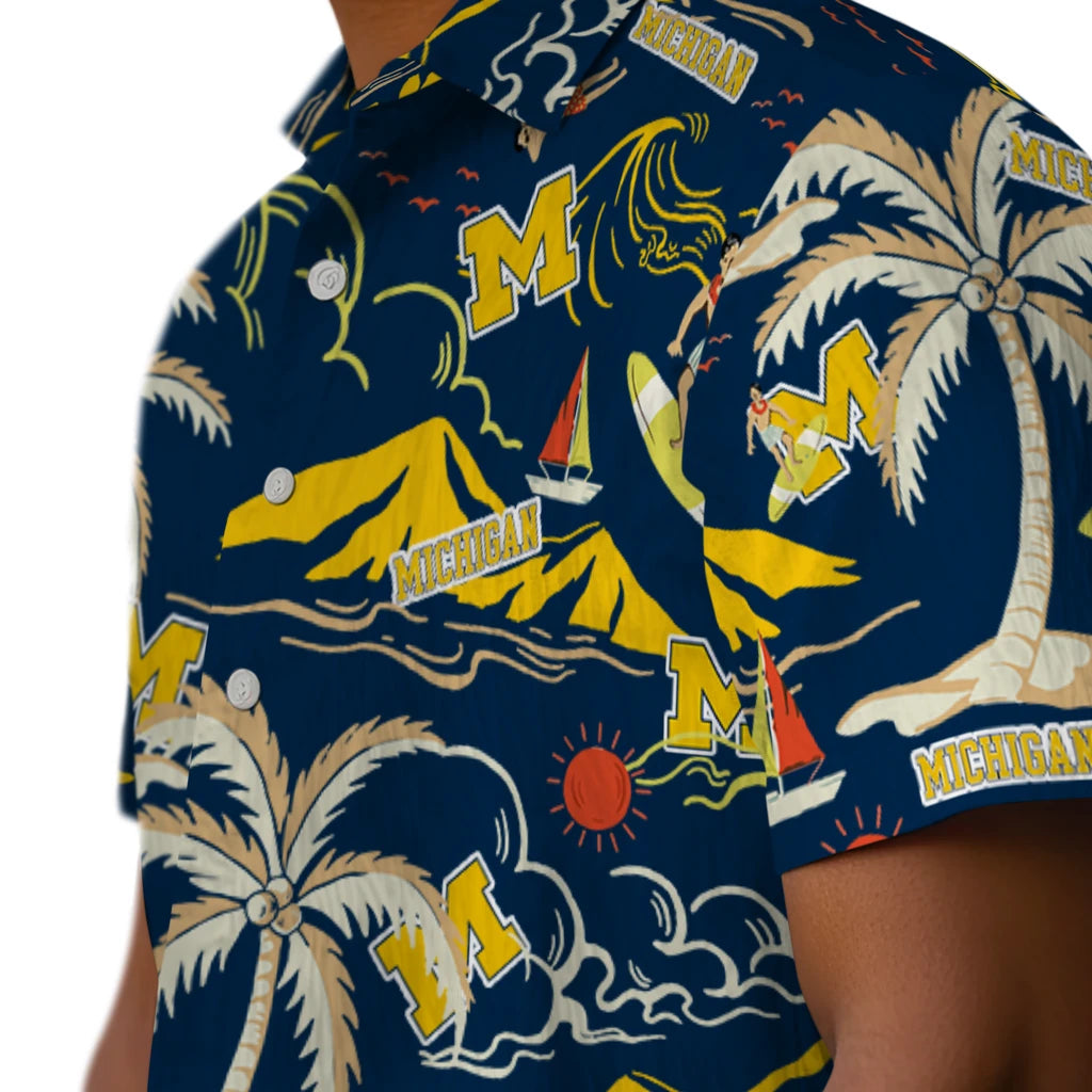 Michigan Wolverines Hawaiian Shirt - Palm Tree Island | Hula Hawaiian Shirts