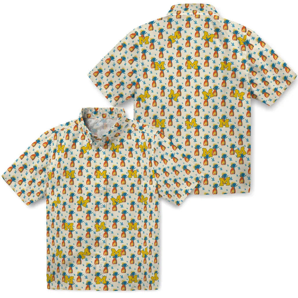 Michigan Wolverines Hawaiian Shirt - Pineapple Delight | Hula Hawaiian Shirts