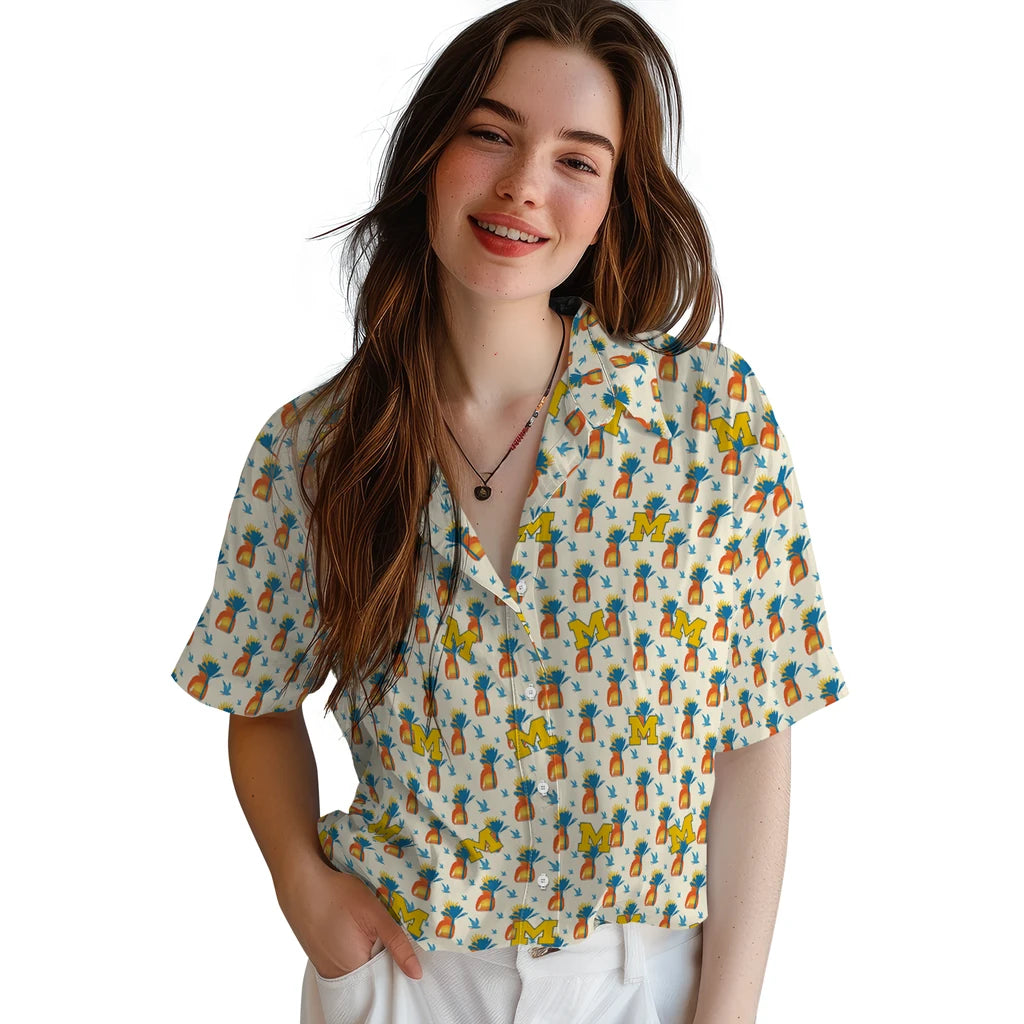 Michigan Wolverines Hawaiian Shirt - Pineapple Delight | Hula Hawaiian Shirts