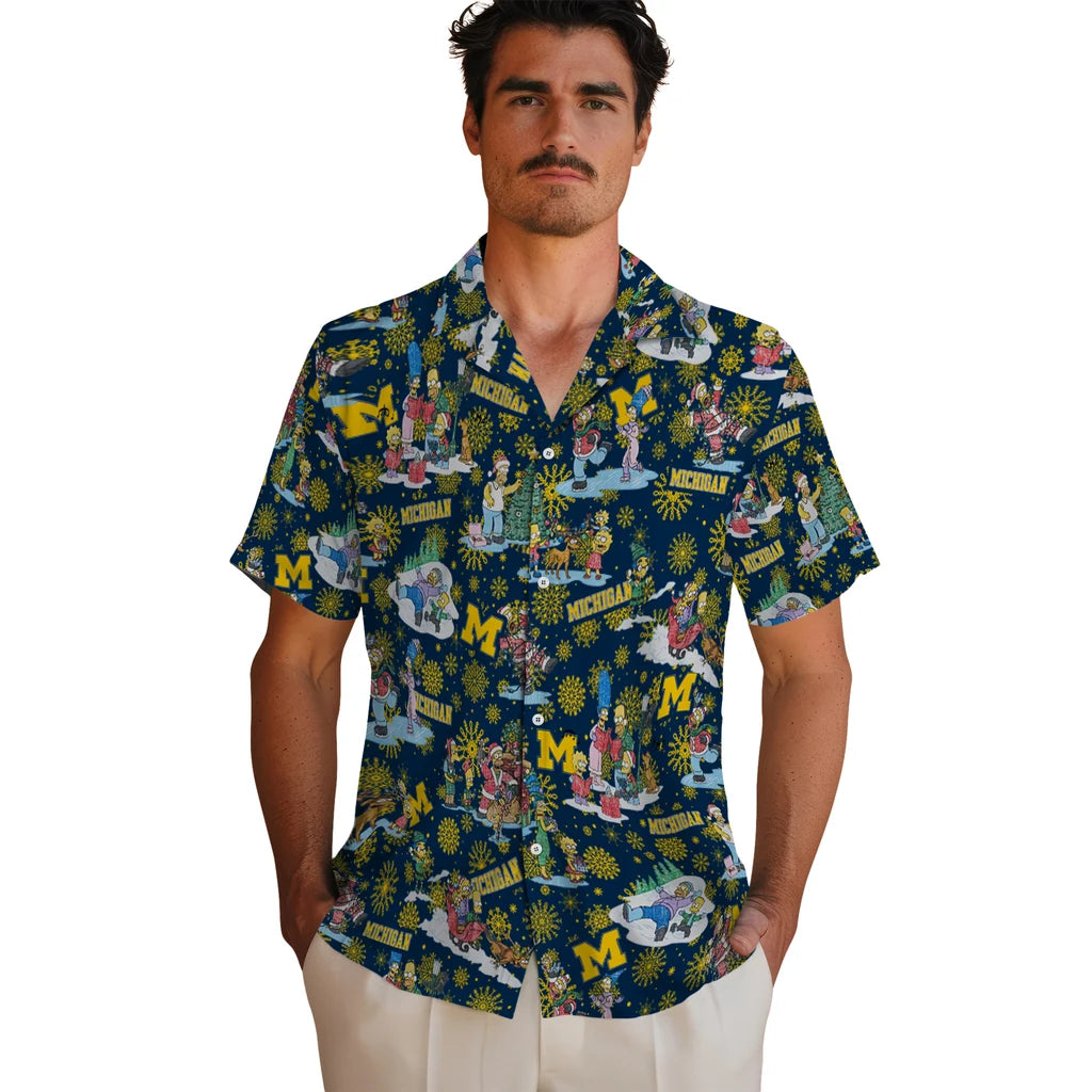 Michigan Wolverines Hawaiian Shirt - Simpsons Christmas | Hula Hawaiian Shirts