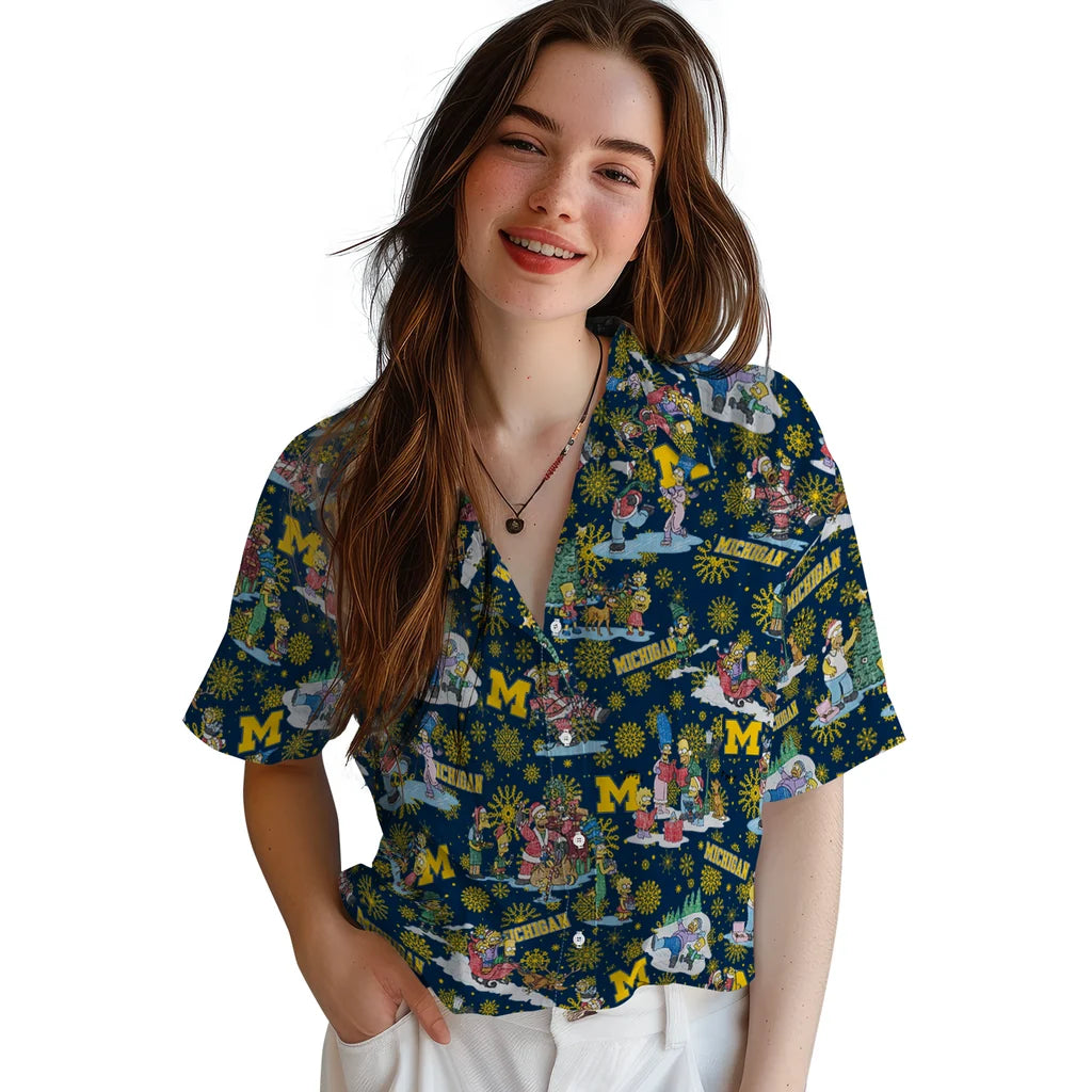 Michigan Wolverines Hawaiian Shirt - Simpsons Christmas | Hula Hawaiian Shirts
