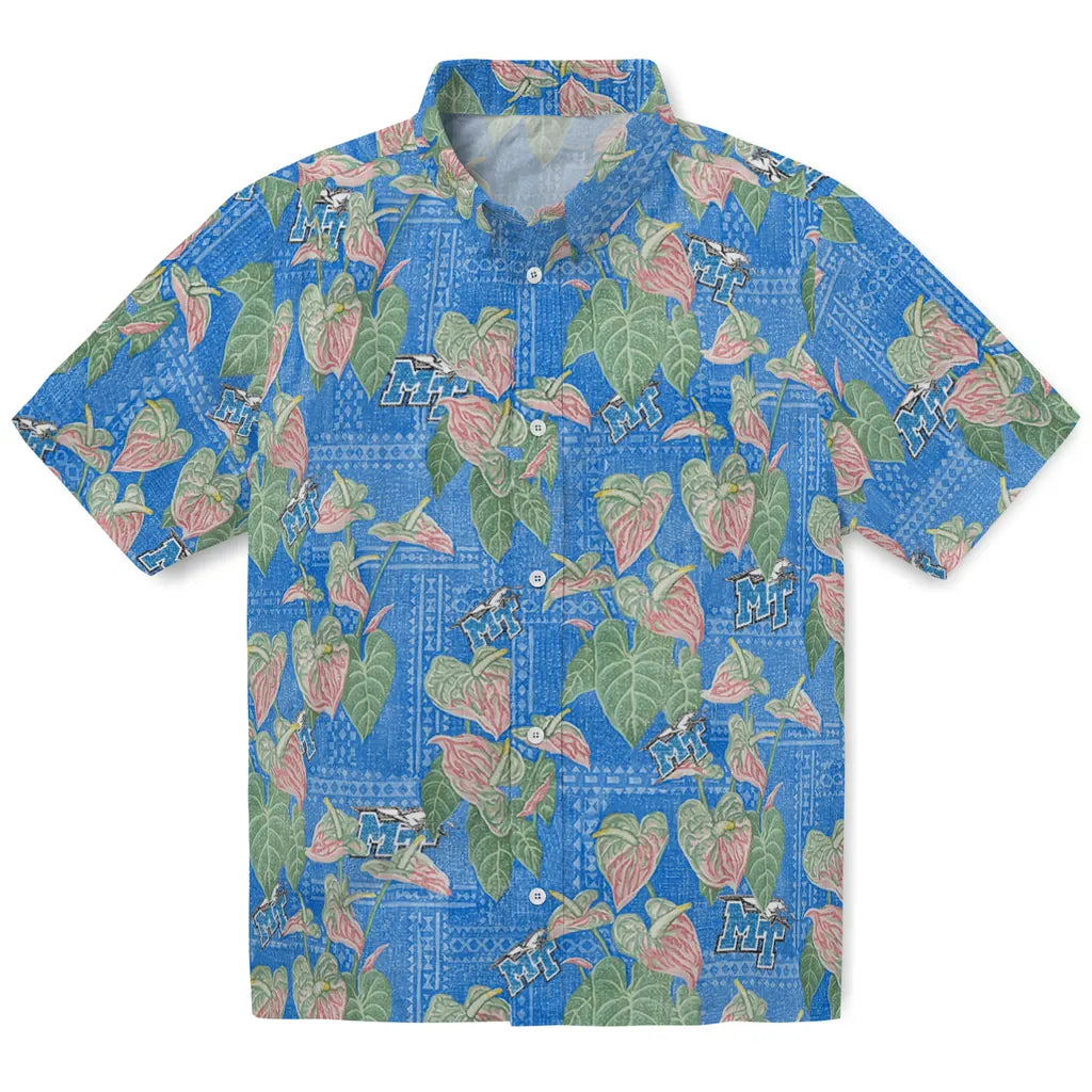Middle Tennessee Blue Raiders Hawaiian Shirt - Anthurium Overlay | Hula Hawaiian Shirts