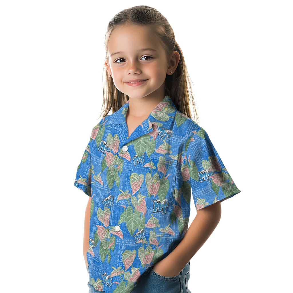 Middle Tennessee Blue Raiders Hawaiian Shirt - Anthurium Overlay | Hula Hawaiian Shirts