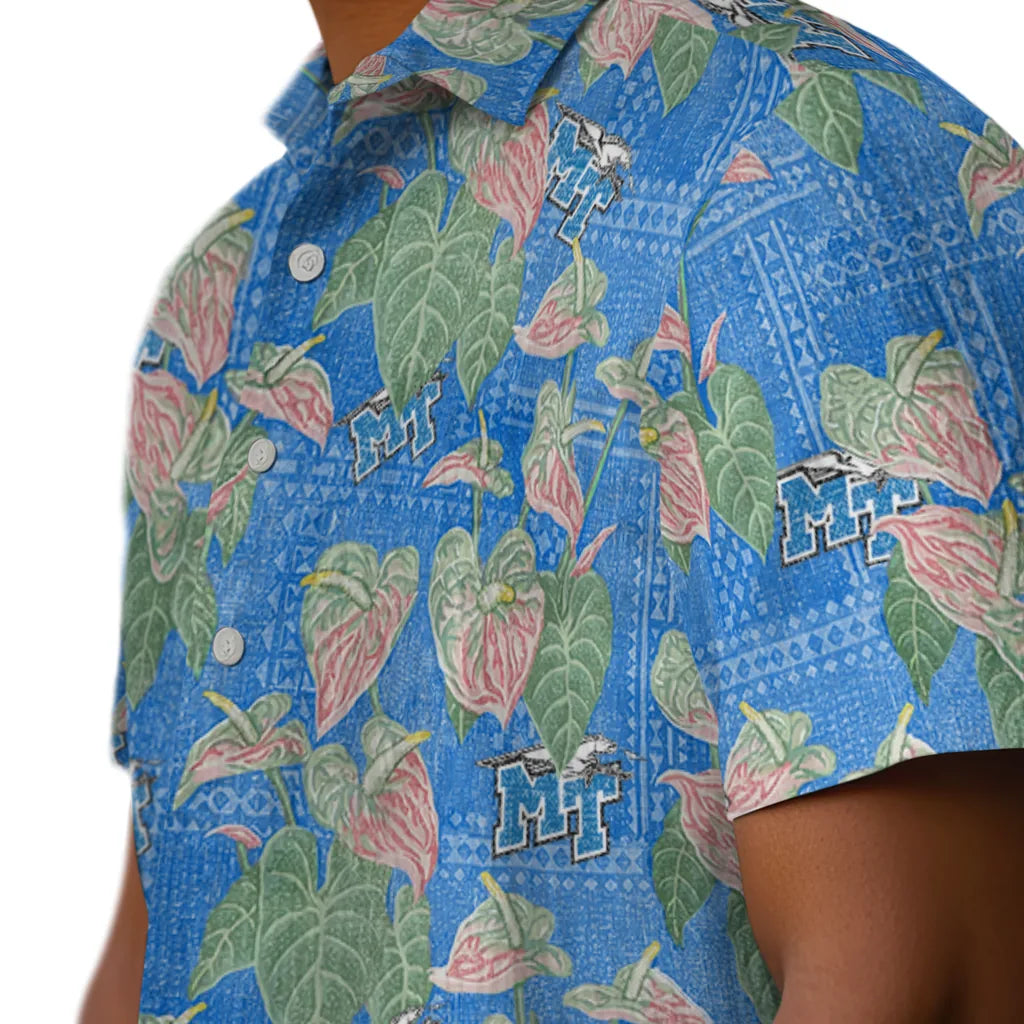 Middle Tennessee Blue Raiders Hawaiian Shirt - Anthurium Overlay | Hula Hawaiian Shirts