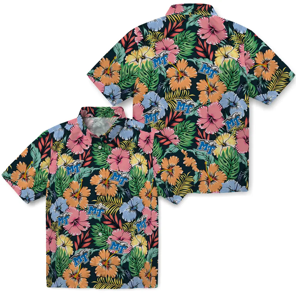 Middle Tennessee Blue Raiders Hawaiian Shirt - Brilliant Hibiscus Garden | Hula Hawaiian Shirts