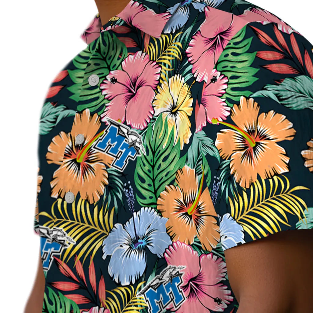 Middle Tennessee Blue Raiders Hawaiian Shirt - Brilliant Hibiscus Garden | Hula Hawaiian Shirts