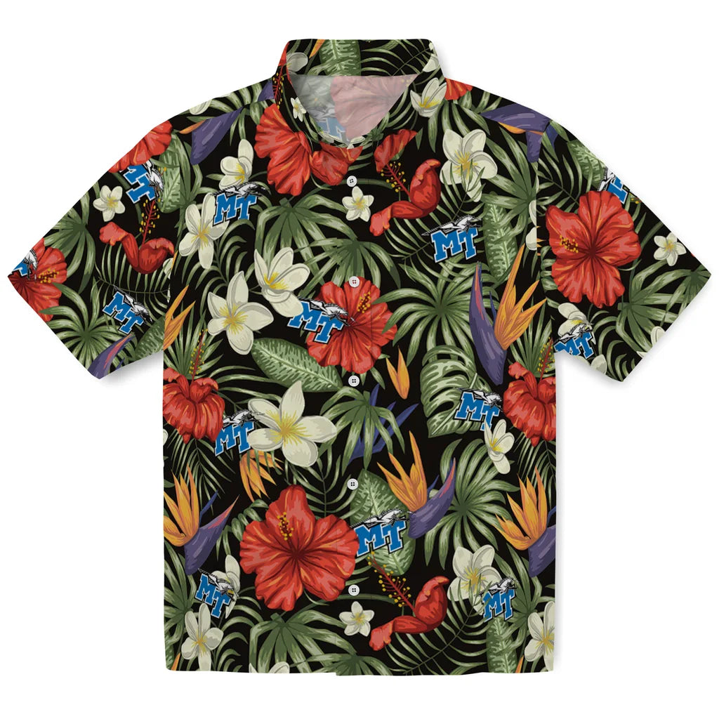 Middle Tennessee Blue Raiders Hawaiian Shirt - Hawaii Floral Hibiscus | Hula Hawaiian Shirts
