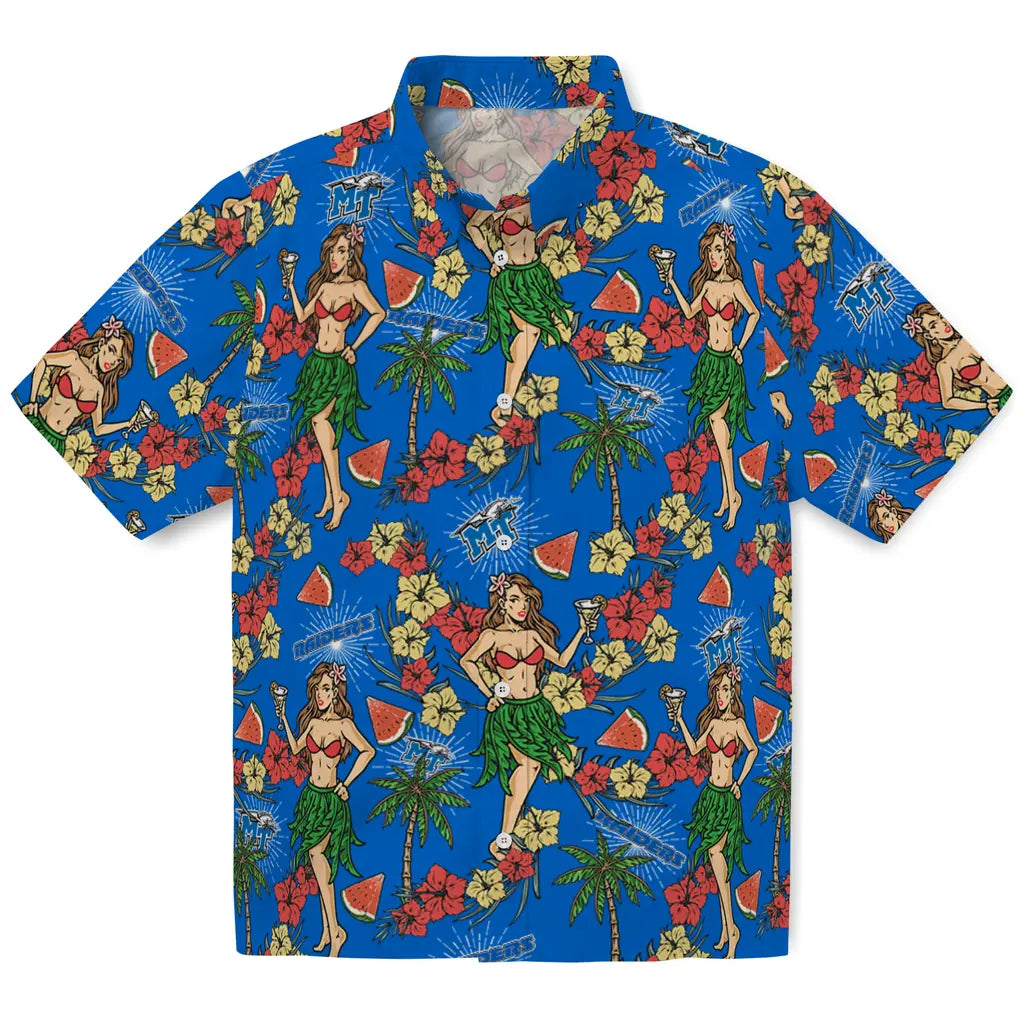Middle Tennessee Blue Raiders Hawaiian Shirt - Hawaiian Girls Design | Hula Hawaiian Shirts