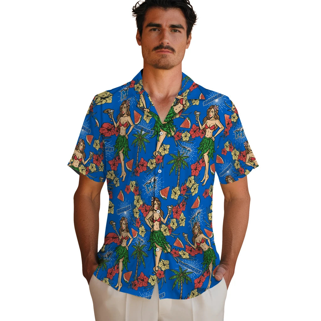 Middle Tennessee Blue Raiders Hawaiian Shirt - Hawaiian Girls Design | Hula Hawaiian Shirts