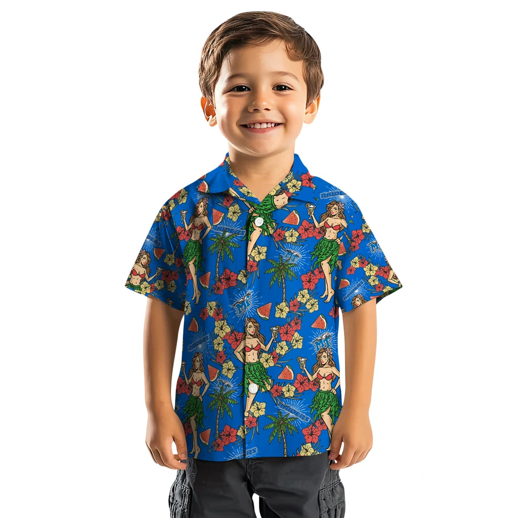 Middle Tennessee Blue Raiders Hawaiian Shirt - Hawaiian Girls Design | Hula Hawaiian Shirts