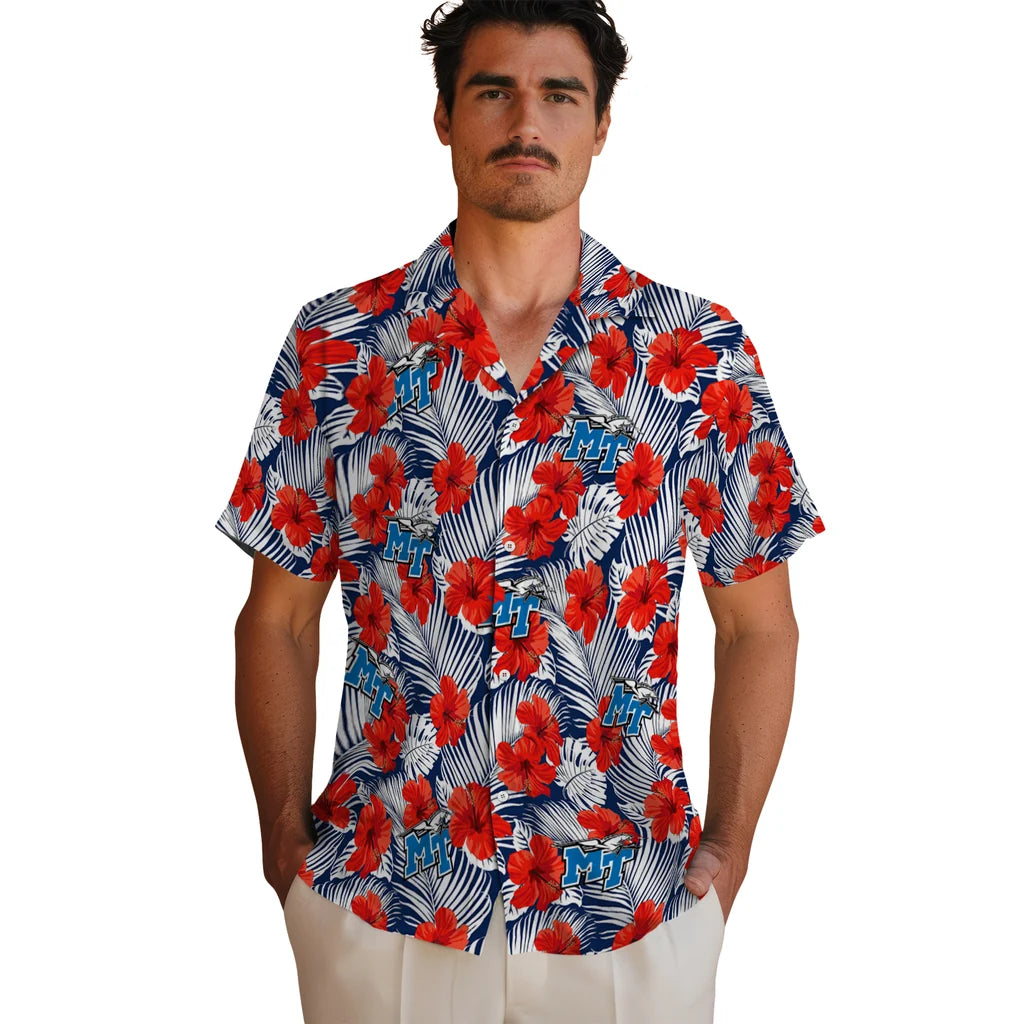 Middle Tennessee Blue Raiders Hawaiian Shirt - Hibiscus Fiesta | Hula Hawaiian Shirts
