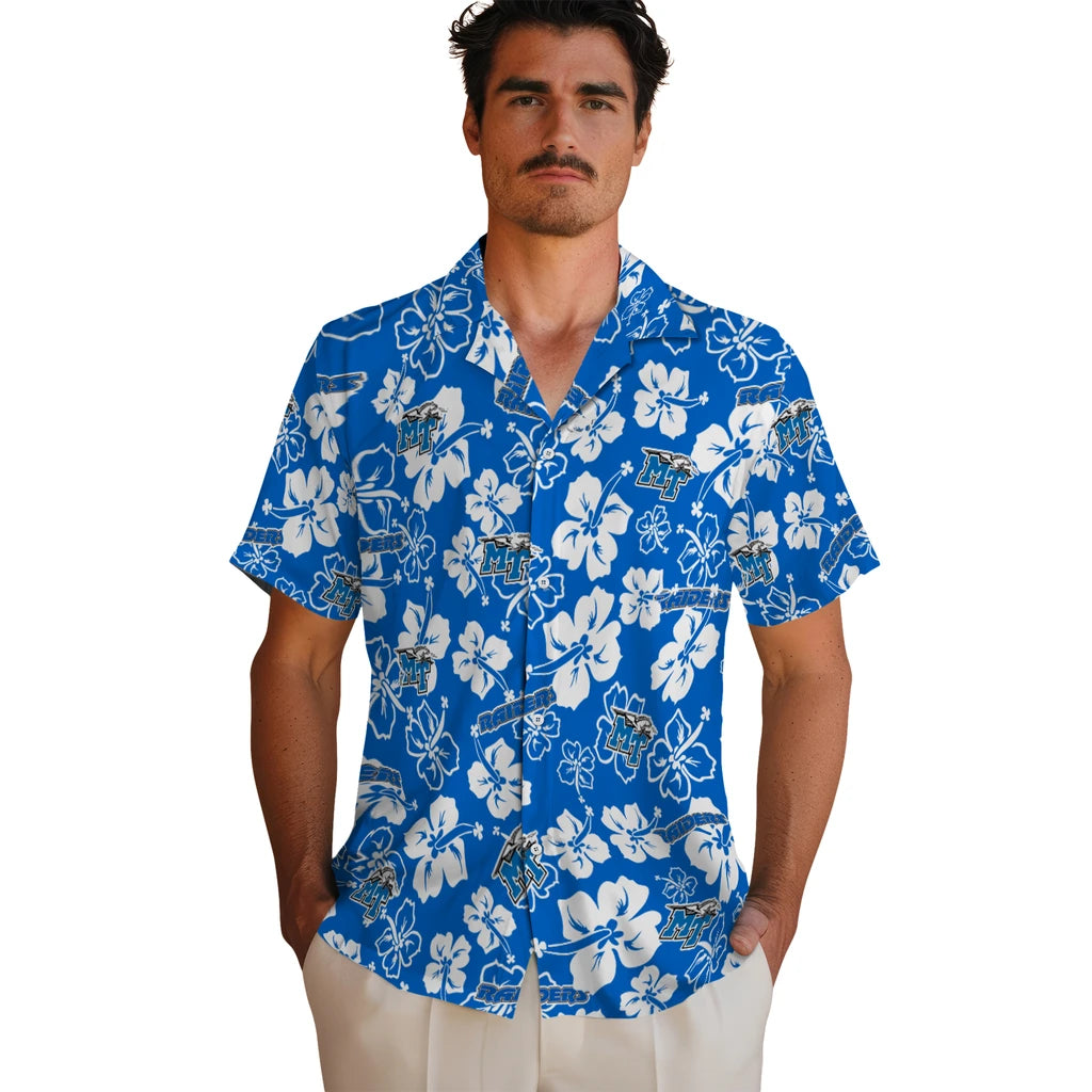 Middle Tennessee Blue Raiders Hawaiian Shirt - Hibiscus Flower Design | Hula Hawaiian Shirts