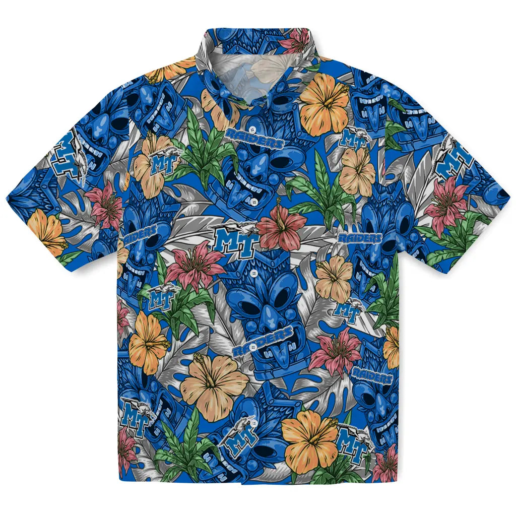 Middle Tennessee Blue Raiders Hawaiian Shirt - Hibiscus Tiki Jungle | Hula Hawaiian Shirts
