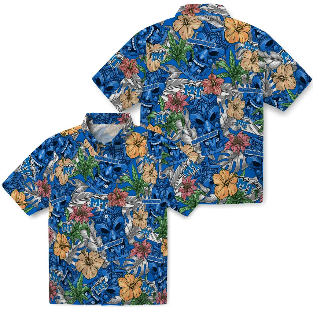 Middle Tennessee Blue Raiders Hawaiian Shirt - Hibiscus Tiki Jungle | Hula Hawaiian Shirts