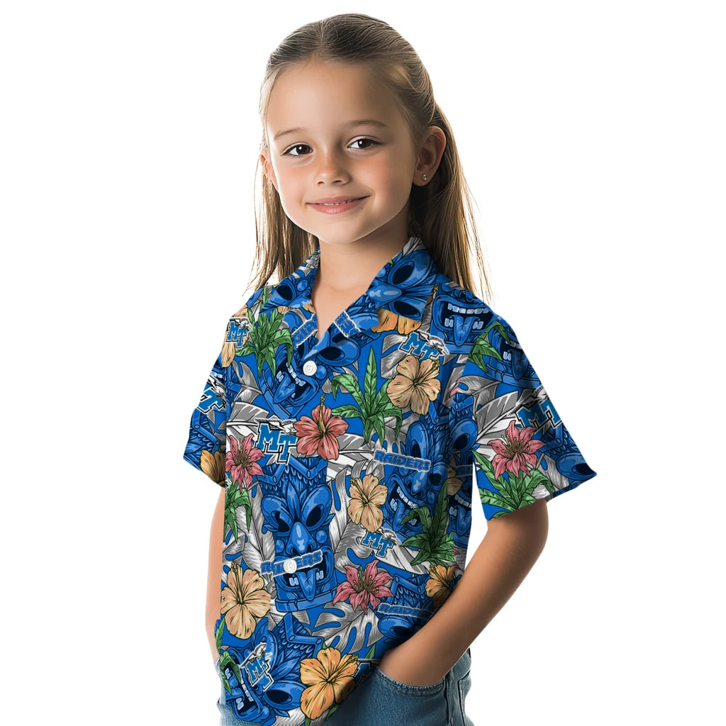 Middle Tennessee Blue Raiders Hawaiian Shirt - Hibiscus Tiki Jungle | Hula Hawaiian Shirts
