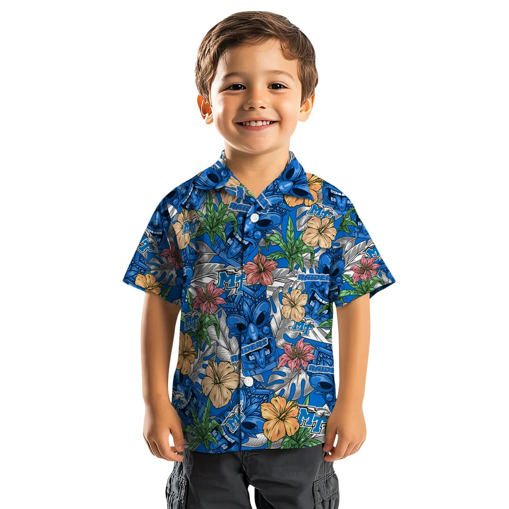 Middle Tennessee Blue Raiders Hawaiian Shirt - Hibiscus Tiki Jungle | Hula Hawaiian Shirts